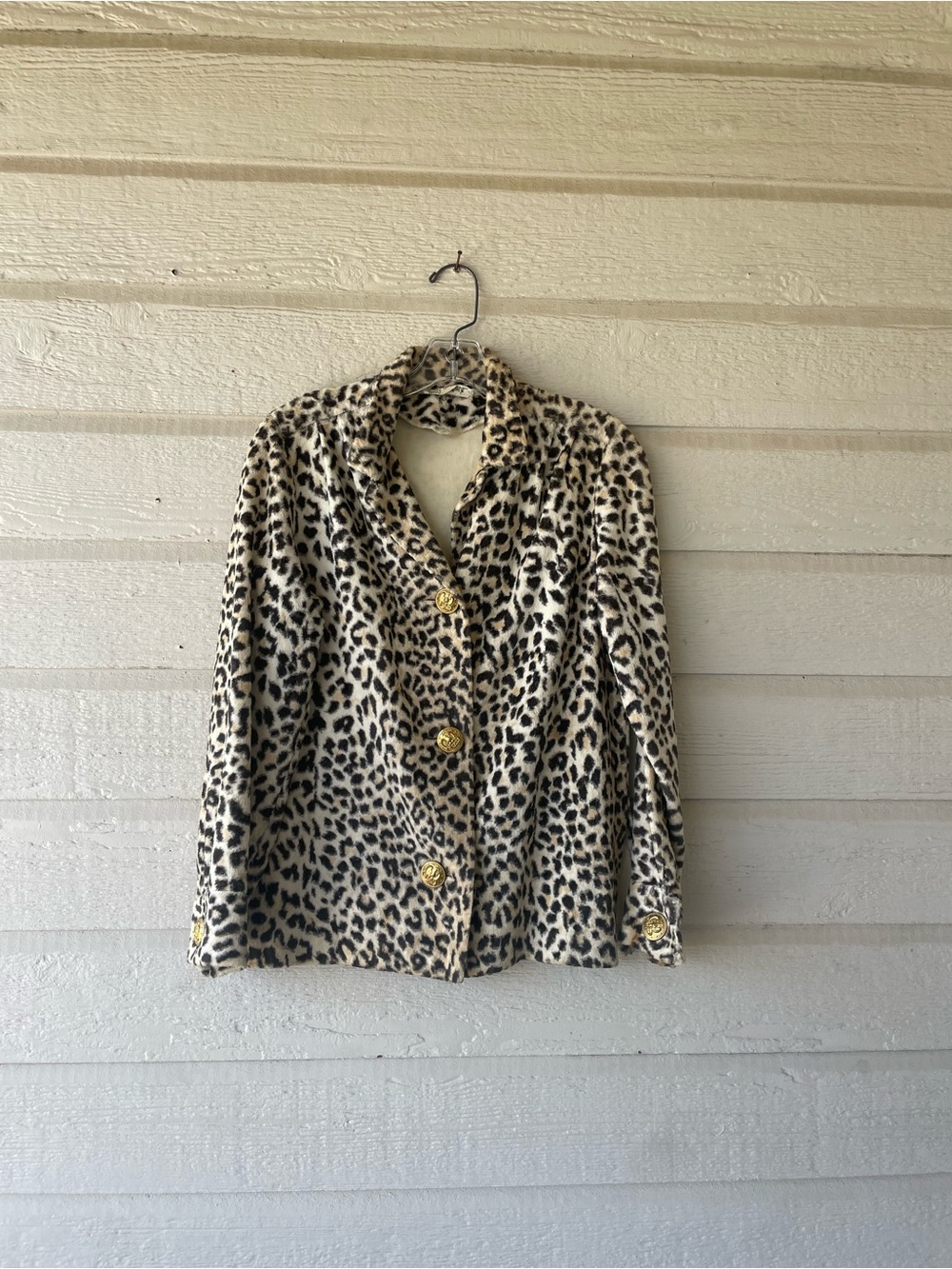 Vintage Nelly de Grab Woman’s Button Down Faux Fur Coat Leopard Print